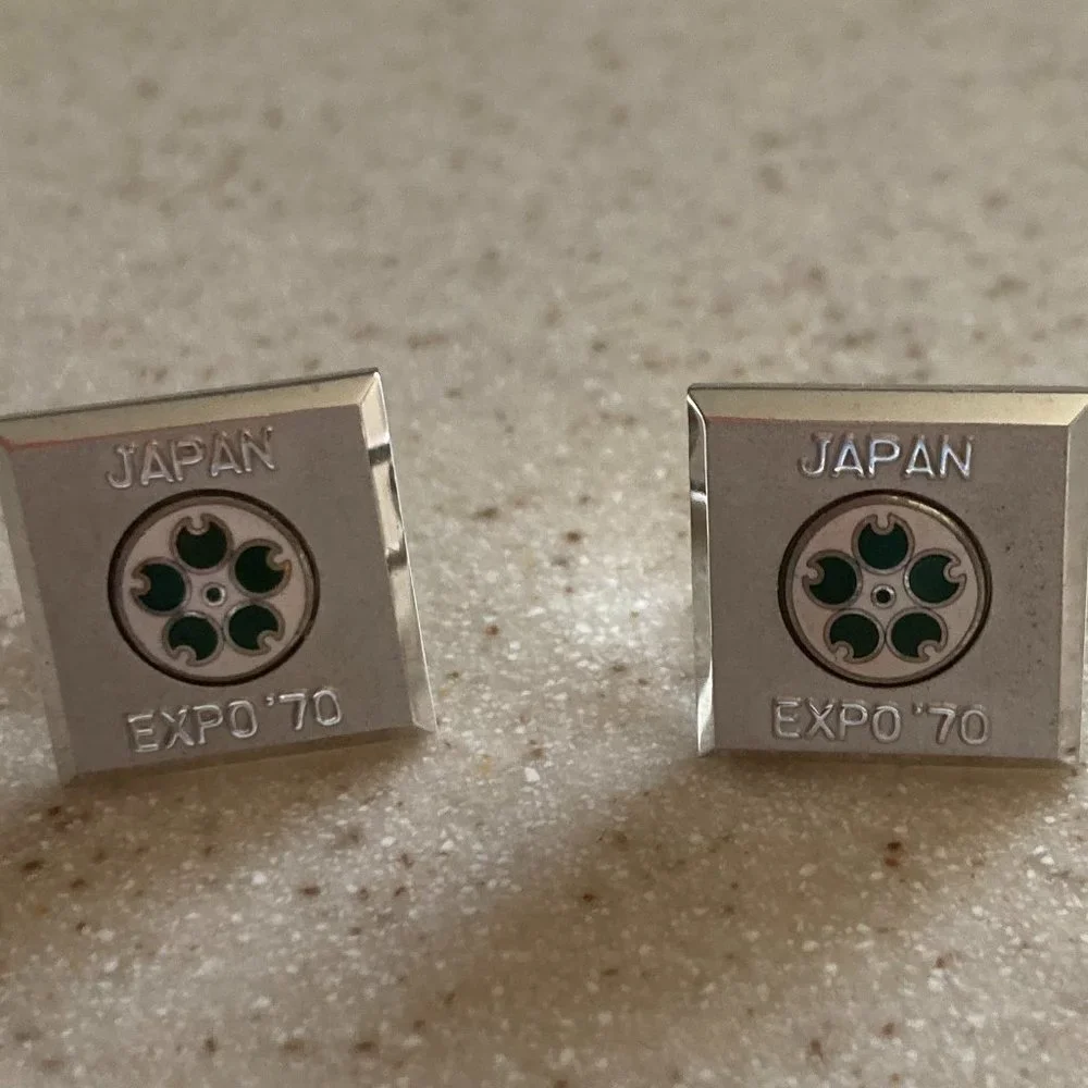 Tie Clip with Cufflinks Set Japan 1970 Collectible Vintage